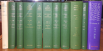 MATTINGLY, H., SYDENHAM, E.A., SUTHERLAND, C.H.V., WEBB, P., CARSON, R.A.G., KENT, J.P.C. THE ROMAN IMPERIAL COINAGE. VOLUMES I - X. 00-00-00-00
