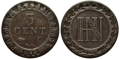 Вестфалия 3 сантима 1812 С KM 23 медь 65-752