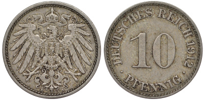 Германия 10 пфеннигов 1912 25-2342