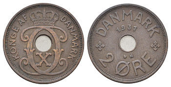 Дания 2 эре 1931 N, Кристиан X (1912-1947) KM 827 бронза 4701-764
