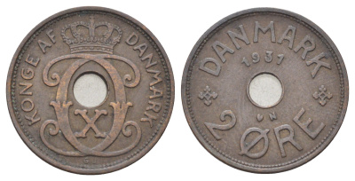 Дания 2 эре 1931 N, Кристиан X (1912-1947) KM 827 бронза 4701-764