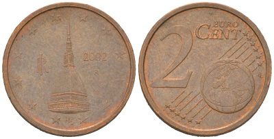 Италия 2 евроцента 2002 R KM 211 сталь плакированная медью 4532-1066