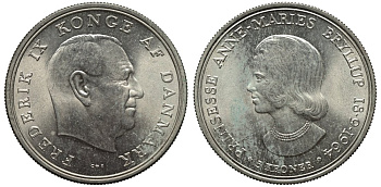 Дания 5 крон 1964 Принцесса Анна-Мария KM 854 серебро UNC 4111-1216