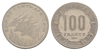 ЦАР 100 франков 1978 год-тип KM 8 медно-никель 1518-1723