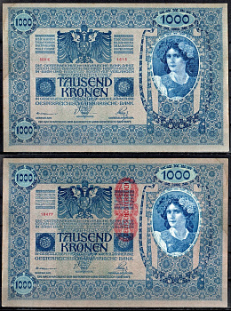 Австрия 1000 крон 1902 (1919) Pick 59 бумага UNC (пресс) 8613-8-1-2