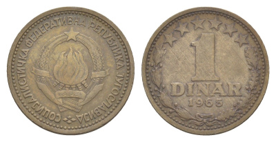 Югославия 1 динар 1965 KM 47 медно-никель 4181-313