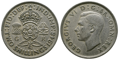 Великобритания 2 шиллинга (флорин) 1948 Георг VI (1936-1952) KM 865, Spink 4102 медно-никель 4381-1144