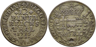 Мюнстер 1/12 талера 1715 WR KM 153 серебро 560-1634