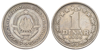 Югославия 1 динар 1965 KM 47 медно-никель 4671-134