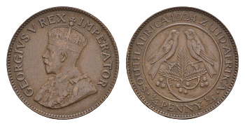 ЮАР 1/4 пенни 1924 KM 12.1 бронза 1518-1215