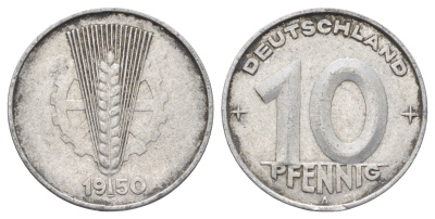 ГДР 10 пфеннигов 1950 A KM 3 алюминий 4697-622