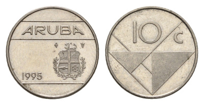 Аруба 10 центов 1995 KM 2 сталь плакированная никелем 112-1015