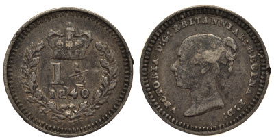 Великобритания 1 1/2 пенса 1840 Виктория (1837-1901) KM 728, Spink 3915 серебро 1520-1045