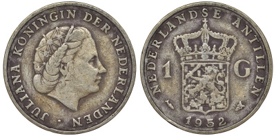 Нидерландские Антилы 1 гульден 1952 Юлиана (1948-1980) KM 2 серебро 36-814