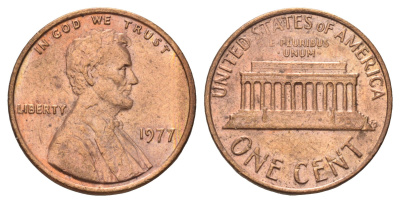 США 1 цент 1977 Линкольн KM 201 медь цинк 4682-263