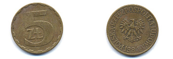 Польша 5 злотых 1984 MW KM 81.1, Parchimowicz 221i латунь 4379-1332