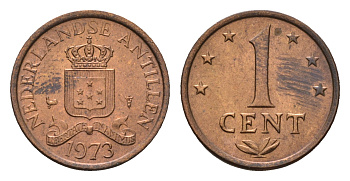 Нидерландские Антильские острова (Нидерландские Антилы) 1 цент 1973 Юлиана (1948-1980) KM 8 бронза  UNC  3458-1238