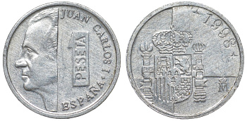 Испания 1 песета 1998 Хуан Карлос I (1975-2014) KM 832 алюминий 4173-654