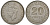 Британская Малайя 20 центов 1950 Георг VI (1937-1952) KM 9 медно-никель 4163-514