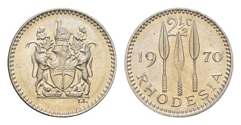 Родезия 2-1/2 цента 1970 (год-тип) KM 11 медно-никель  UNC  4640-935
