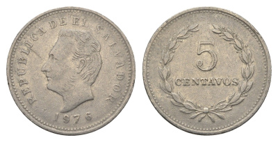 Сальвадор 5 сентаво 1976 KM 149a сталь плакированная никелем 4663-721