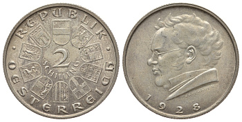 Австрия 2 шиллинга 1928 100 лет со дня смерти Франца Шуберта KM 2843 серебро 413-1512