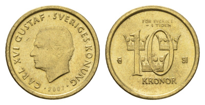 Швеция 10 крон 2007 Карл XVI Густав (1973-) KM 895 нордик UNC 4656-347
