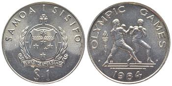 Самоа 1 тала 1984 XXIII летние Олимпийские Игры, Лос-Анджелес 1984, тираж 8.000 экземпляров KM 58 медно-никель BU 1525-732