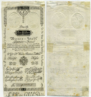 АВСТРИЯ 1 ГУЛЬДЕН 1800 ВАЙНЕР БАНК Pick A 29 бумага aUNC 000-00-00