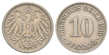 Германия 10 пфеннигов 1910 A KM 12, J. 13 медно-никель 4701-1118