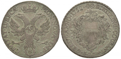 Любек 48 шиллингов 1752 KM 168.3, Dav. 2420B серебро 00-821-77