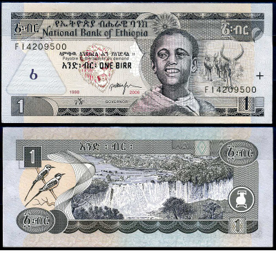 Эфиопия 1 быр ED 1998 AD 2006 Pick 46 d бумага 8592-2-3-1