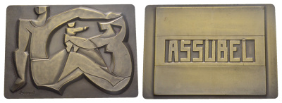 Бельгия плакетка страховой компании "Assubel" XX век размеры 64,5x90,5 мм, вес 252,8 гр бронза плакированная серебром 3-5-3-23