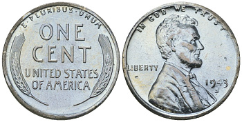 США 1 цент 1943 S (Сан-Франциско), Авраам Линкольн KM 132 a сталь покрытая цинком aUNC 112-158