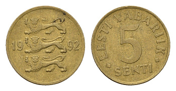 Эстония 5 сентов 1992 KM 21 латунь 4694-1269
