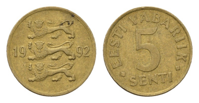Эстония 5 сентов 1992 KM 21 латунь 4694-1269