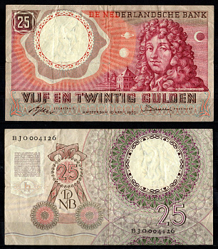 Нидерланды 25 гульденов 1955 Pick 87 бумага 8592-9-3-1