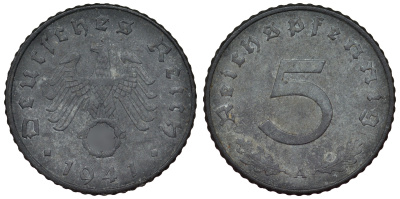 Германия 5 рейхспфеннигов 1941 A KM 100, J. 370 цинк 4121-732