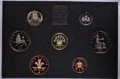 Великобритания набор из 7 монет + жетон монетного двора 1991 в оригинальной пластиковой упаковке PROOF 7-5-4-08