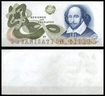 Швейцария 1991 Тестовая/рекламная банкнота с Уильямом Шекспиром разработанная организацией De la Rue Giori бумага 2198-34-1-2