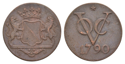 Голландская Ост-Индия (Нидерландская Восточная Индия) 2 дуита 1790 год-тип KM 118 медь 5010-332