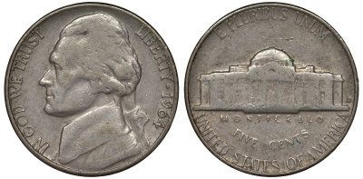 США 5 центов 1964 Джеферсон KM А192 медно-никель 4128-615