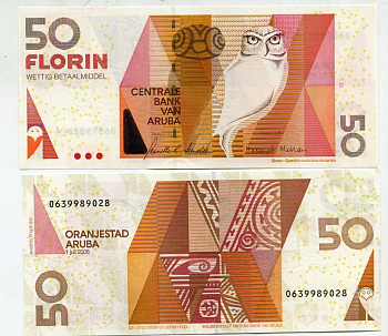Аруба 50 флоринов 2008 Pick 18b бумага UNC (пресс) 000-000-00