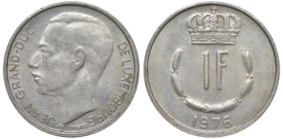Люксембург 1 франк 1976 KM 55 медно-никель 4143-124
