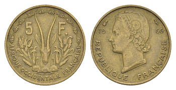 Французская Западная Африка 5 франков 1956 KM 5 медь алюминий 4617-753