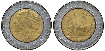 Италия 500 лир 1988 R, Квиринальский дворец KM 111 биметалл 4122-132