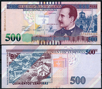 Гондурас 500 лемпира 2019 Рамон Роза Pick 103 d  бумага  UNC (пресс) 451-654-2
