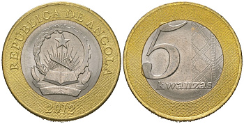 Ангола 5 кванз 2012 KM 109 биметалл UNC 4619-326