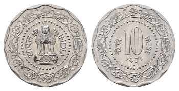 Индия 10 пайс 1971 KM 27.1 алюминий UNC 4688-1135