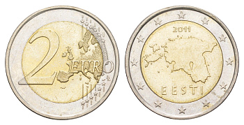 Эстония 2 евро 2011 KM 68 биметалл UNC 4629-435